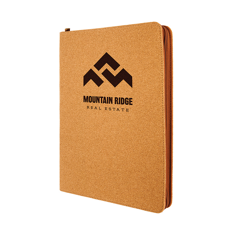 Portfólio de couro sintético de 9 1/2' × 12' com zíper