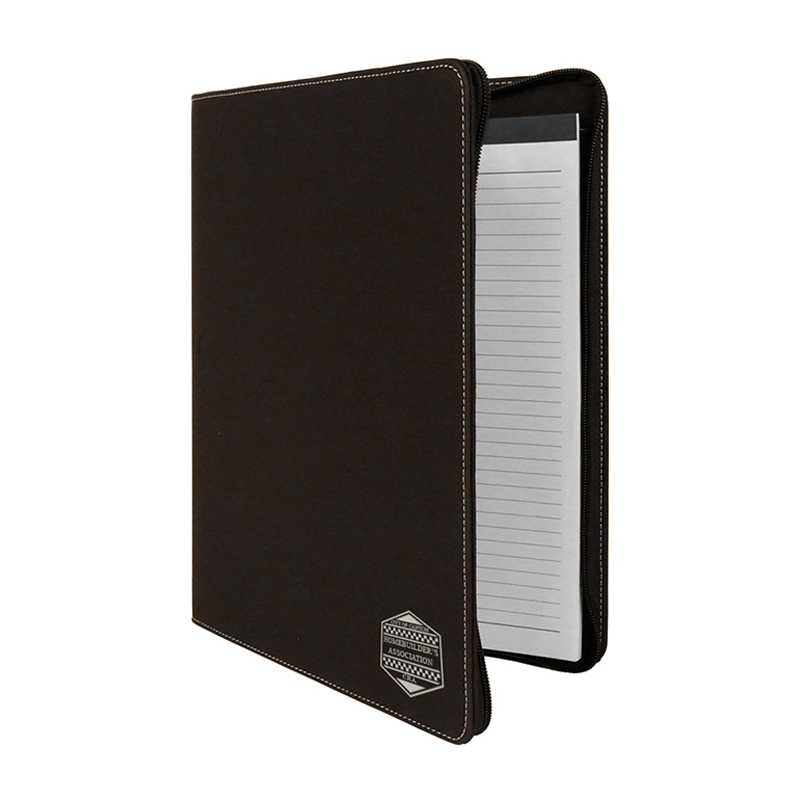 Portfólio de couro sintético de 9 1/2' × 12' com zíper