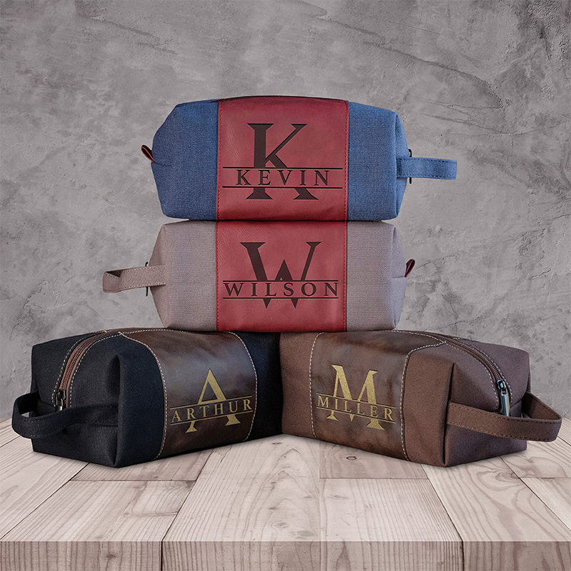 Bolsa de toalete de couro sintético laserável