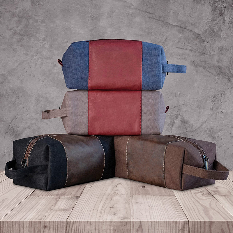 Bolsa de toalete de couro sintético laserável