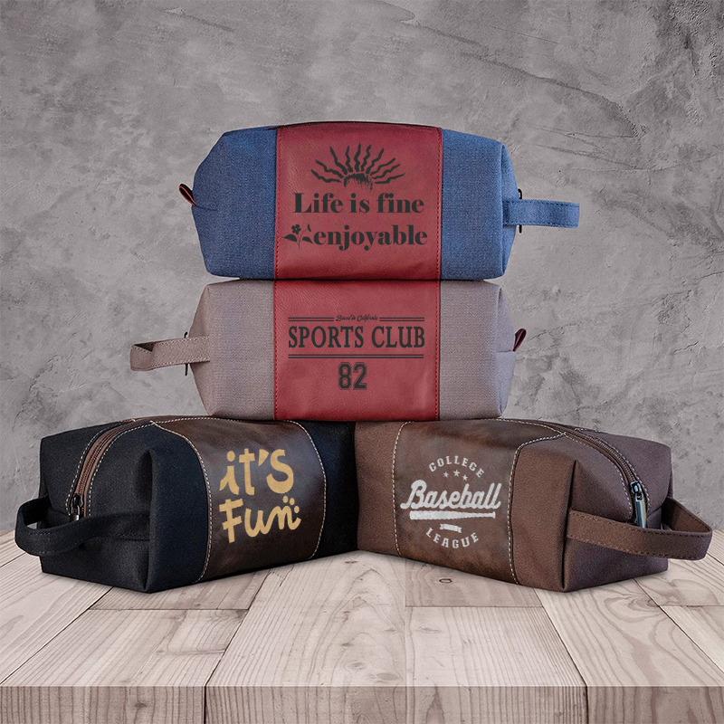 Bolsa de toalete de couro sintético laserável