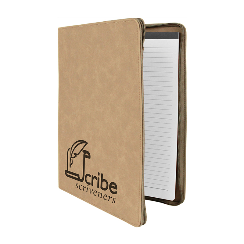 Portfólio de couro sintético de 9 1/2' × 12' com zíper