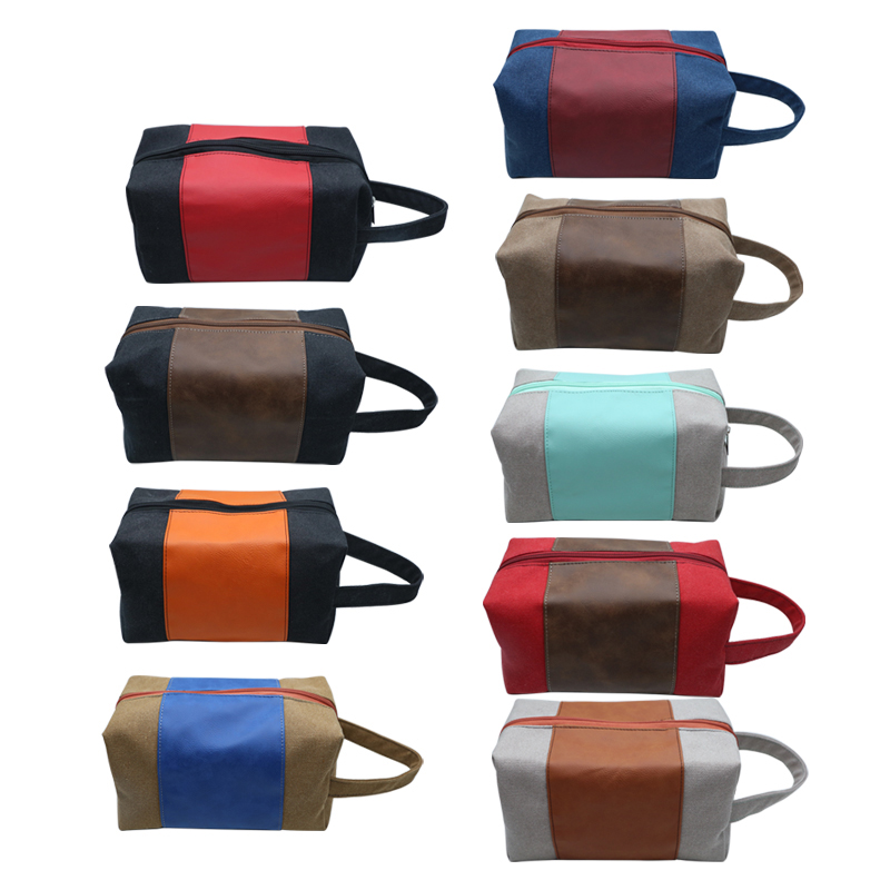 Bolsa de toalete de couro sintético laserável