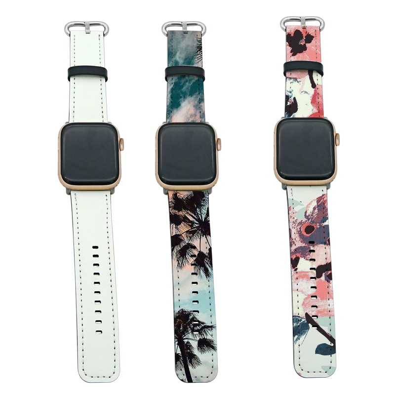 Pulseiras Apple Watch de couro PU de sublimação para série 1/2/3-38mm