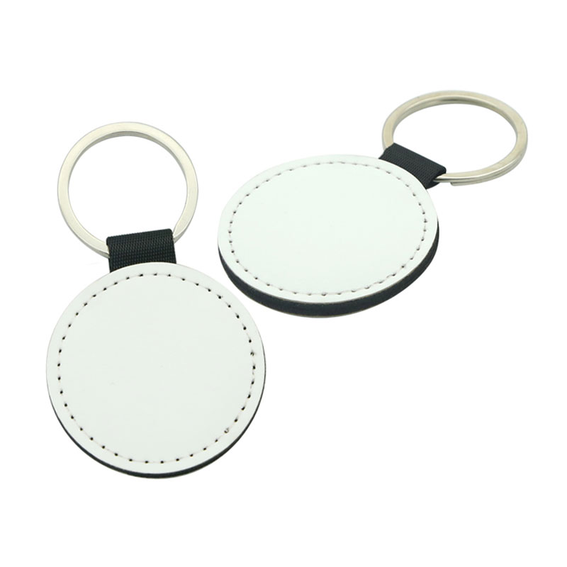 Chaveiro redondo de couro PU de sublimação - impressão em um lado Chaveiro redondo de couro PU de sublimação - impressão em um lado