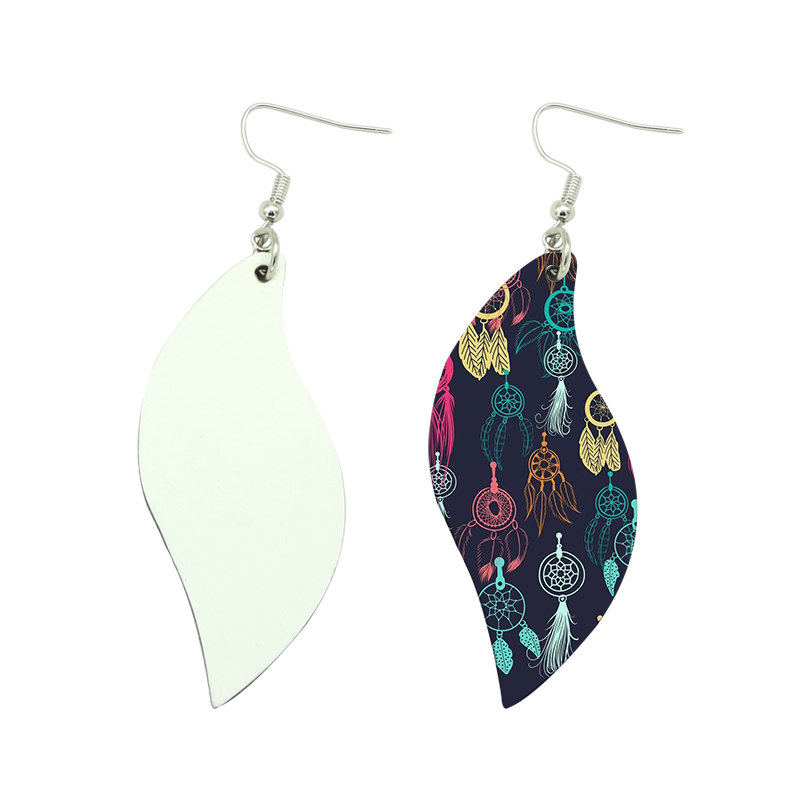 Sublimation PU Leather Earring Leaf Shape(pair)