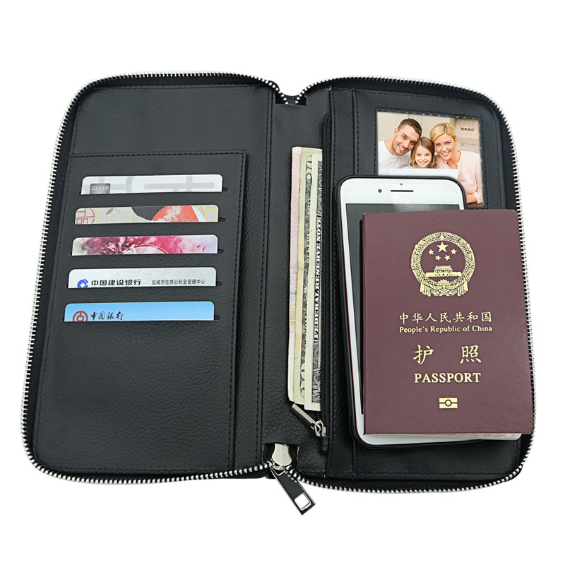 Porta-passaporte em couro sintético de sublimação com zíper e couro PU interno